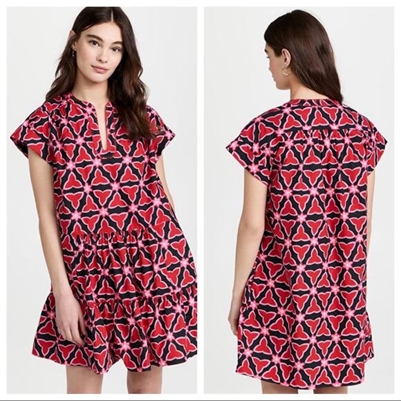 Saloni Abstracts Floral Print Ashley-B Shift Dress in Chilli Pawpaw Size 4 NWT - Picture 4 of 15